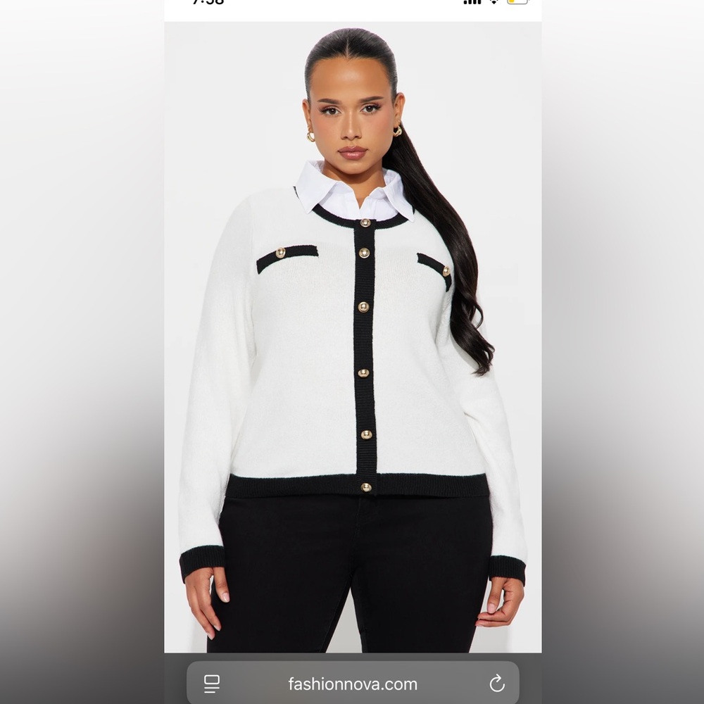 Fashion Nova Black and White Knit Cardigan